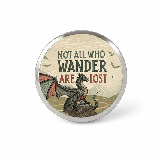 Not All Who Wander Are Lost Vintage Fantasy Illustration Novelty Hat Backpack Lapel Pin