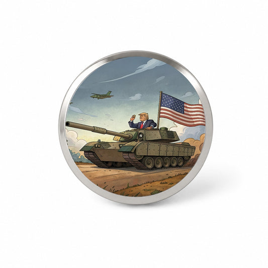 Patriotic Donald Trump Driving M1 Abrams Tank Funny Novelty Hat Backpack Lapel Pin