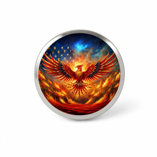 Patriotic Phoenix Rising American Flag Novelty Hat Backpack Lapel Pin