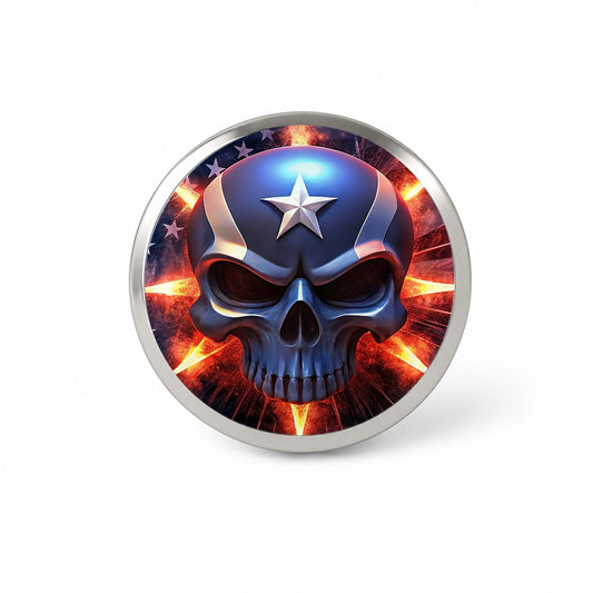 Patriotic Skull And American Flag Novelty Hat Backpack Lapel Pin
