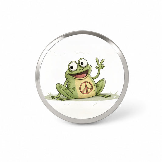 Peace Sign Frog Cartoon Novelty Hat Backpack Lapel Pin
