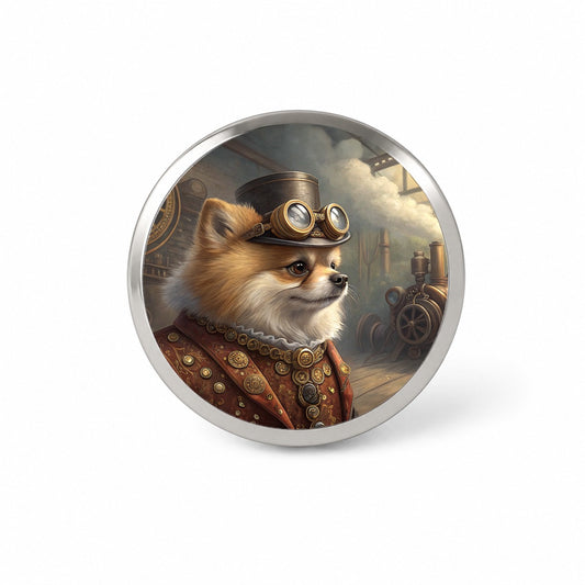 Pomeranian Dog Steampunk Novelty Hat Backpack Lapel Pin