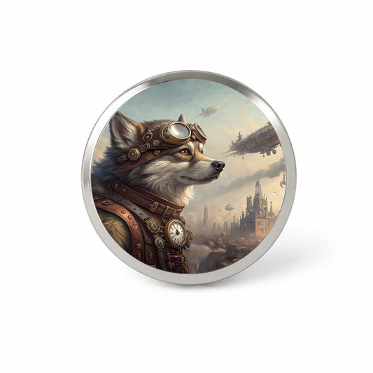 Pomsky Dog Steampunk Novelty Hat Backpack Lapel Pin