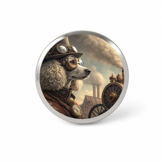 Poodle Dog Steampunk Novelty Hat Backpack Lapel Pin
