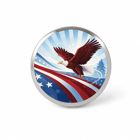 Red Blue White Patriotic Bald Eagle Novelty Hat Backpack Lapel Pin