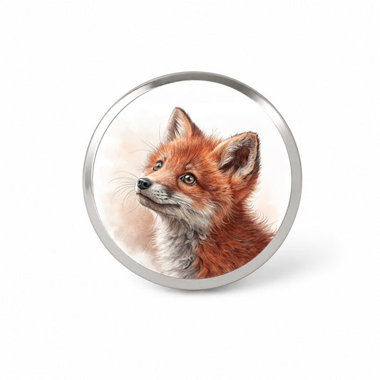 Red Fox Kit Illustration Novelty Hat Backpack Lapel Pin