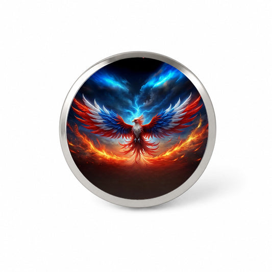 Red White And Blue Phoenix Rising Novelty Hat Backpack Lapel Pin