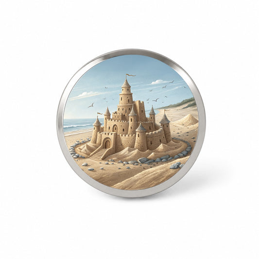 Sandcastle On Beach Novelty Hat Backpack Lapel Pin