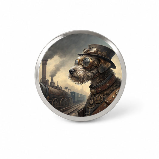 Schnoodle Dog Steampunk Novelty Hat Backpack Lapel Pin