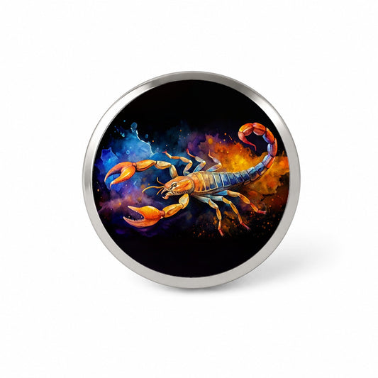 Scorpion Watercolor Black Background Novelty Hat Backpack Lapel Pin