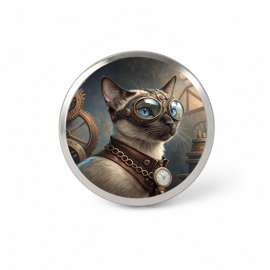 Siamese Cat Steampunk Novelty Hat Backpack Lapel Pin