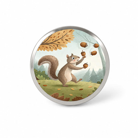 Squirrel Juggling His Acorns Nuts Novelty Hat Backpack Lapel Pin