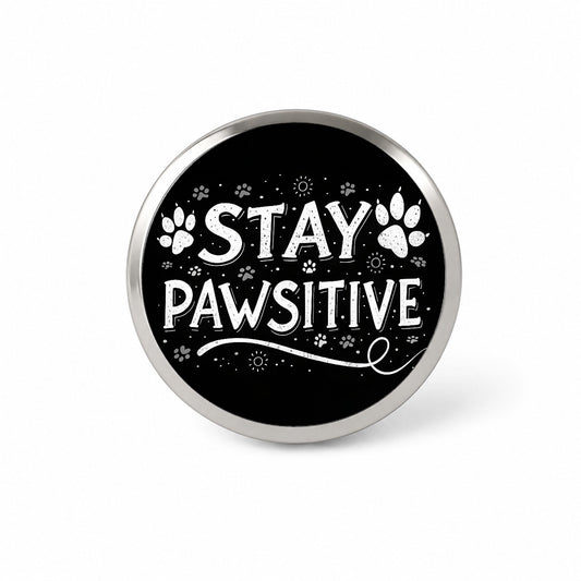 Stay Pawsitive Positive Black White Paw Prints Novelty Hat Backpack Lapel Pin