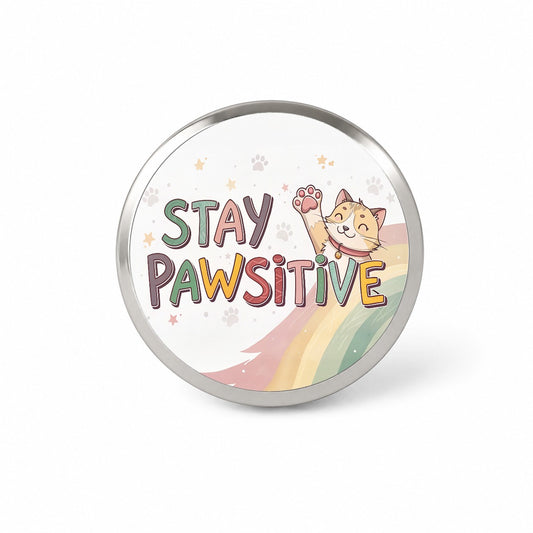 Stay Pawsitive Positive Cat Inspirational Funny Novelty Hat Backpack Lapel Pin