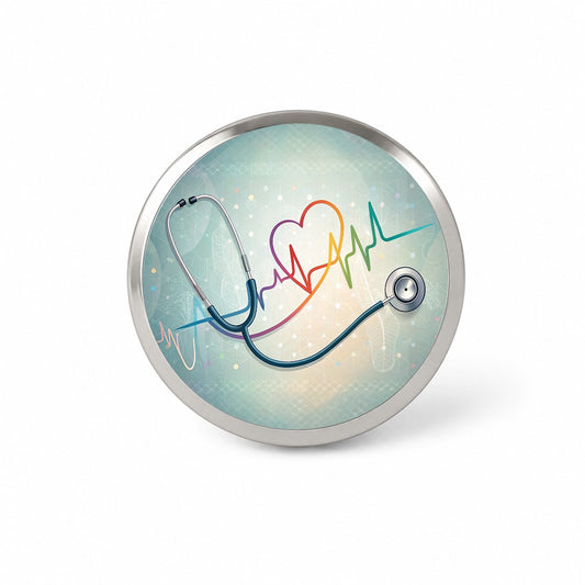 Stethoscope Heartbeat Medical Doctor Nurse EMT Novelty Hat Backpack Lapel Pin