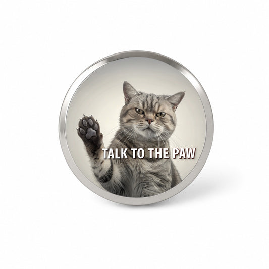 Talk To The Paw Funny Saying Cat Novelty Hat Backpack Lapel Pin