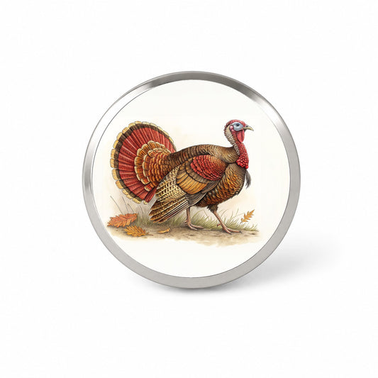 Tom Gobbler Male Turkey Illustration Novelty Hat Backpack Lapel Pin