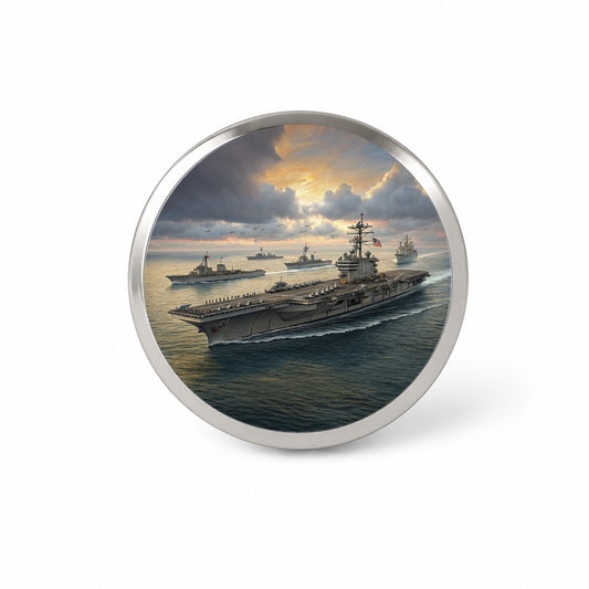 US Navy Carrier Strike Group At Sea Illustration Novelty Hat Backpack Lapel Pin