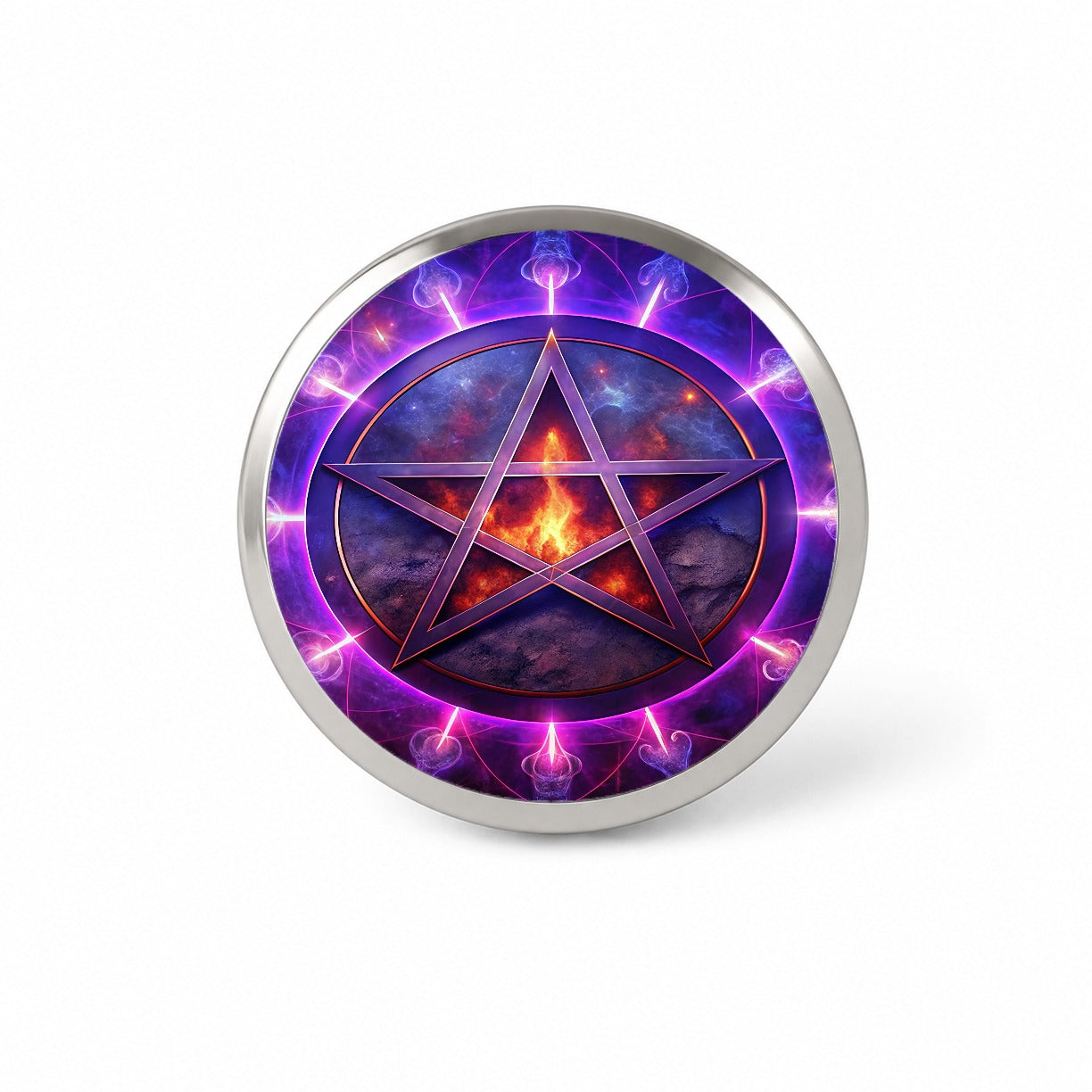 Wiccan Purple Pentagram Evil Summoning Circle Novelty Hat Backpack Lapel Pin
