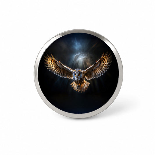 Barn Owl Flying At Night In The Dark Novelty Hat Backpack Lapel Pin