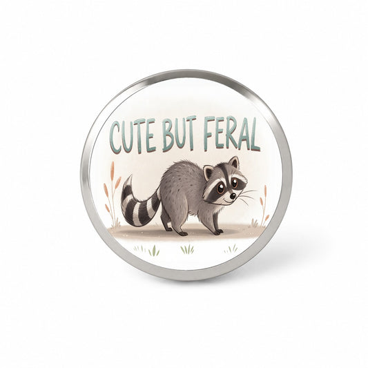 Cute But Feral Funny Raccoon Novelty Hat Backpack Lapel Pin