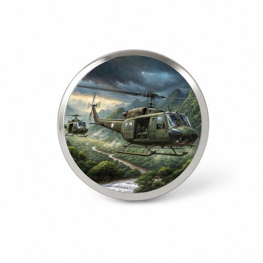 Bell UH-1 Iroquois Huey Helicopters Over Vietnam Novelty Hat Backpack Lapel Pin