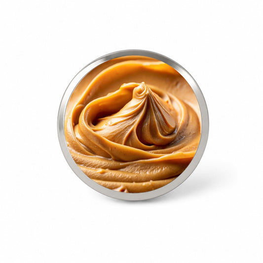 Close-up of Creamy Peanut Butter Novelty Hat Backpack Lapel Pin