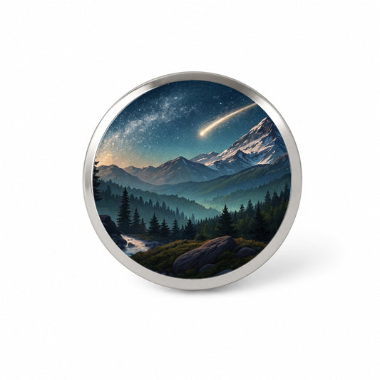 Comet Shooting Star In The Night Sky Over Mountains Novelty Hat Backpack Lapel Pin