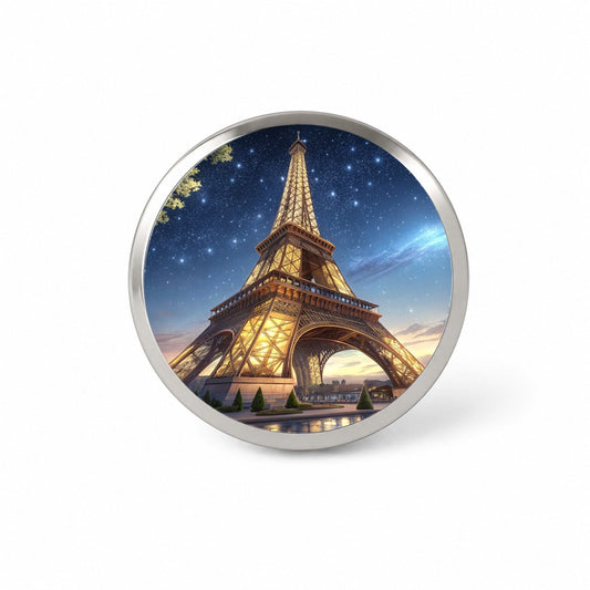Eiffel Tower Paris At Night Illustration Novelty Hat Backpack Lapel Pin