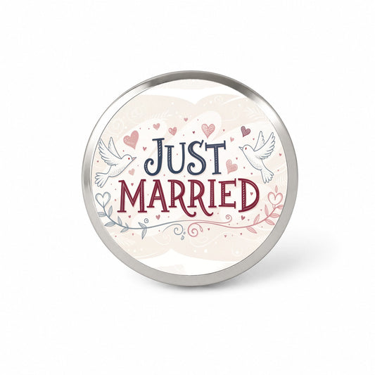 Just Married Doves Hearts Novelty Hat Backpack Lapel Pin