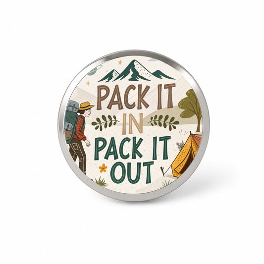 Pack It In Pack It Out Responsible Hiker Camper Novelty Hat Backpack Lapel Pin