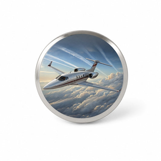 Private Jet In Flight Novelty Hat Backpack Lapel Pin