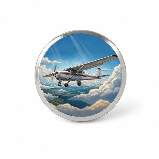 Private Single Prop Plane In Flight Novelty Hat Backpack Lapel Pin