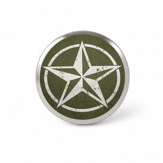 Rustic White Military Army Compass Star Novelty Hat Backpack Lapel Pin