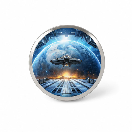 Spaceship Entering Station Spacedock Novelty Hat Backpack Lapel Pin
