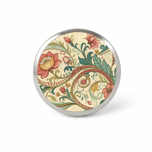 Art Nouveau Flower Leaf Pattern Novelty Hat Backpack Lapel Pin