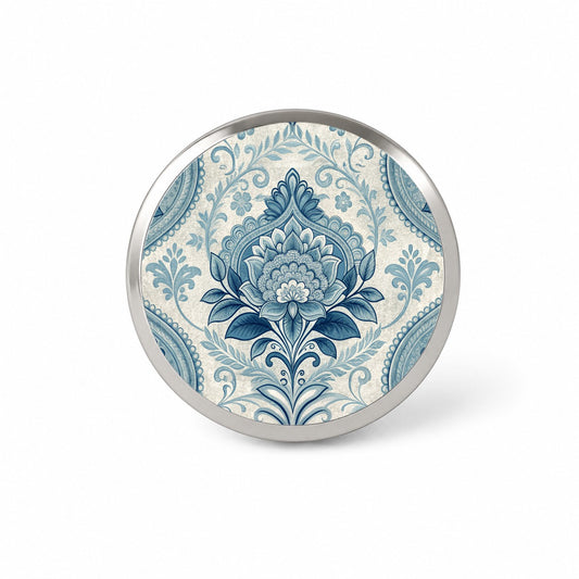 Blue Victorian Decorative Floral Pattern Novelty Hat Backpack Lapel Pin