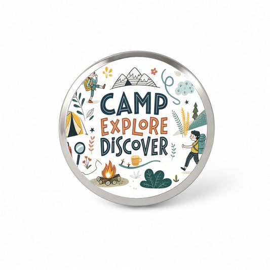 Camp Explore Discover Camping Hiking Novelty Hat Backpack Lapel Pin