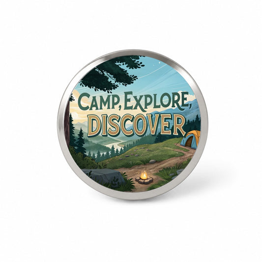 Camp Explore Discover Hiking Camping Novelty Hat Backpack Lapel Pin