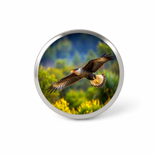 Caracara Raptor in Flight Novelty Hat Backpack Lapel Pin