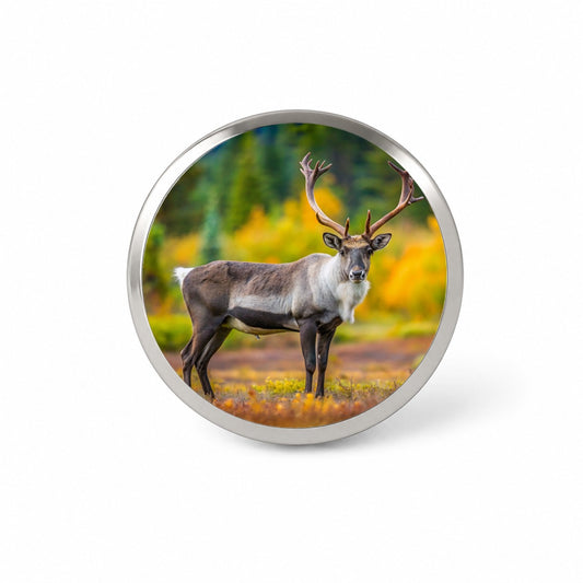 Caribou Deer Reindeer Photo Novelty Hat Backpack Lapel Pin