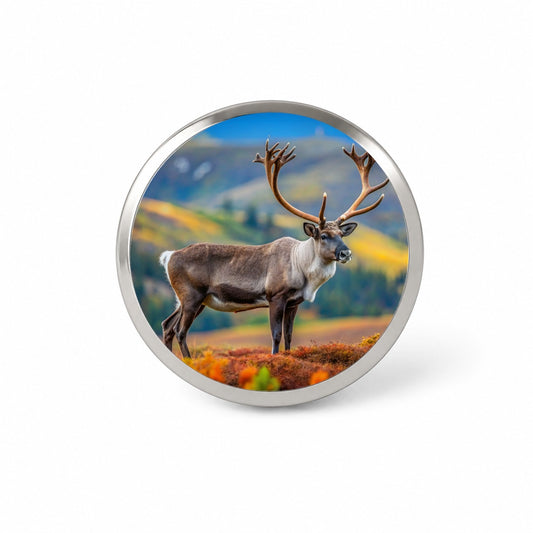 Caribou Reindeer Photo Novelty Hat Backpack Lapel Pin