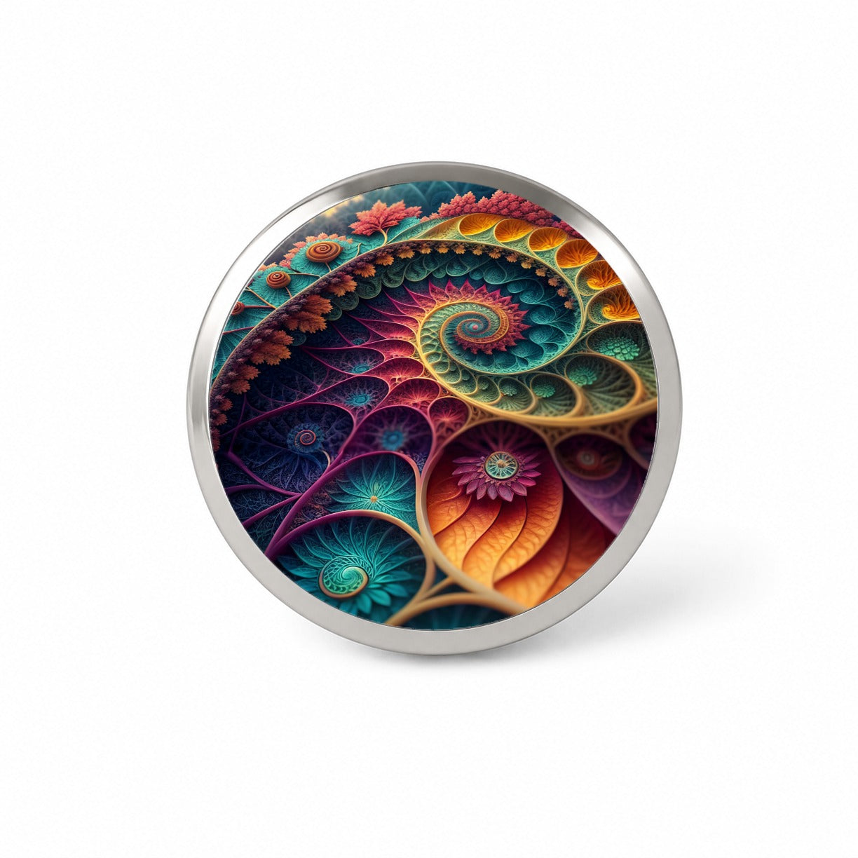 Colorful Fractal Art Swirl Pattern Novelty Hat Backpack Lapel Pin