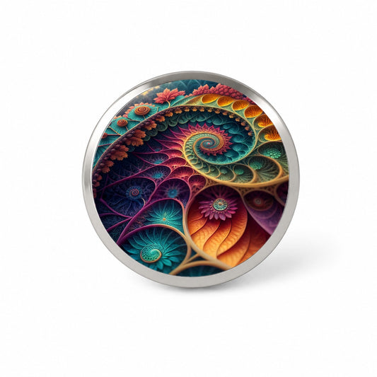Colorful Fractal Art Swirl Pattern Novelty Hat Backpack Lapel Pin