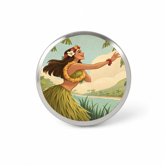 Dancing Hawaiian Hula Girl in Grass Skirt Novelty Hat Backpack Lapel Pin