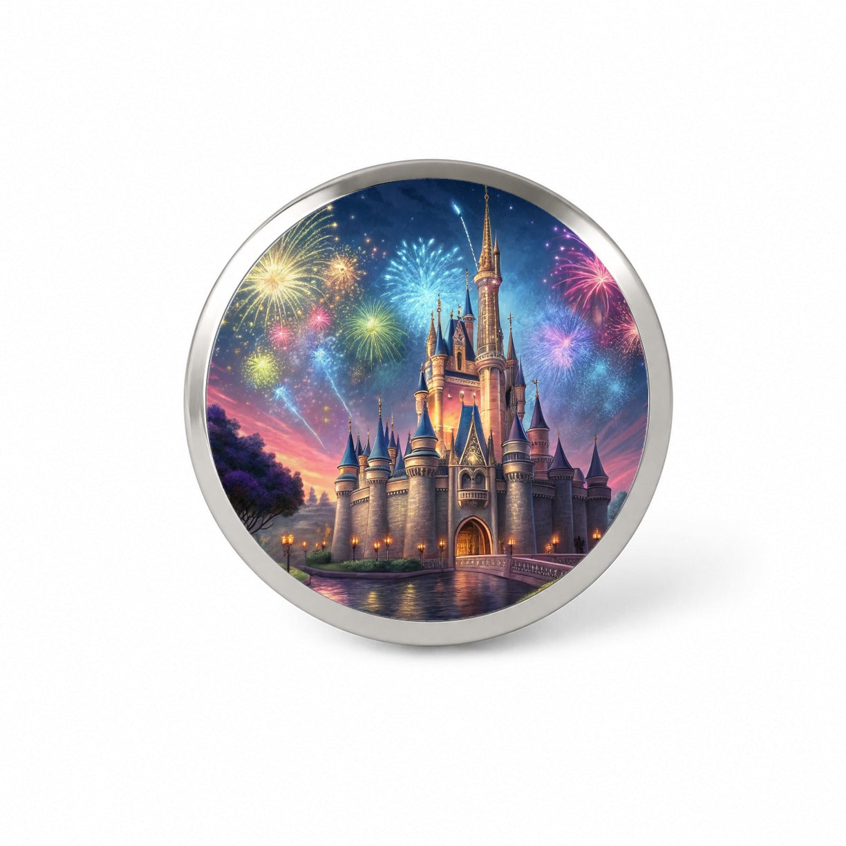 Fantasy Kingdom Castle Fireworks at Night Novelty Hat Backpack Lapel Pin