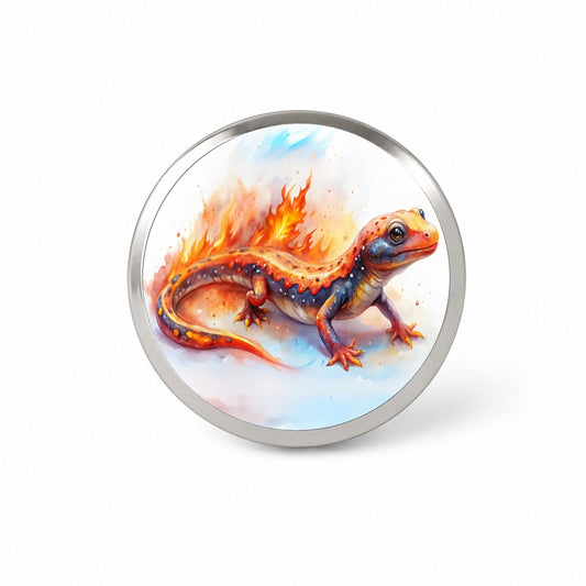Flaming Fantasy Salamander Watercolor Novelty Hat Backpack Lapel Pin