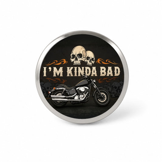 I'm Kinda Bad Motorcycle Skulls Novelty Hat Backpack Lapel Pin