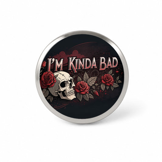 I'm Kinda Bad Skull Red Roses Novelty Hat Backpack Lapel Pin