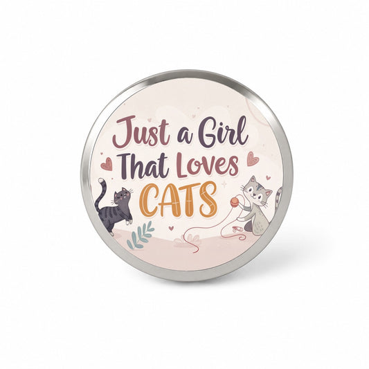 Just A Girl That Loves Cats Cute Novelty Hat Backpack Lapel Pin